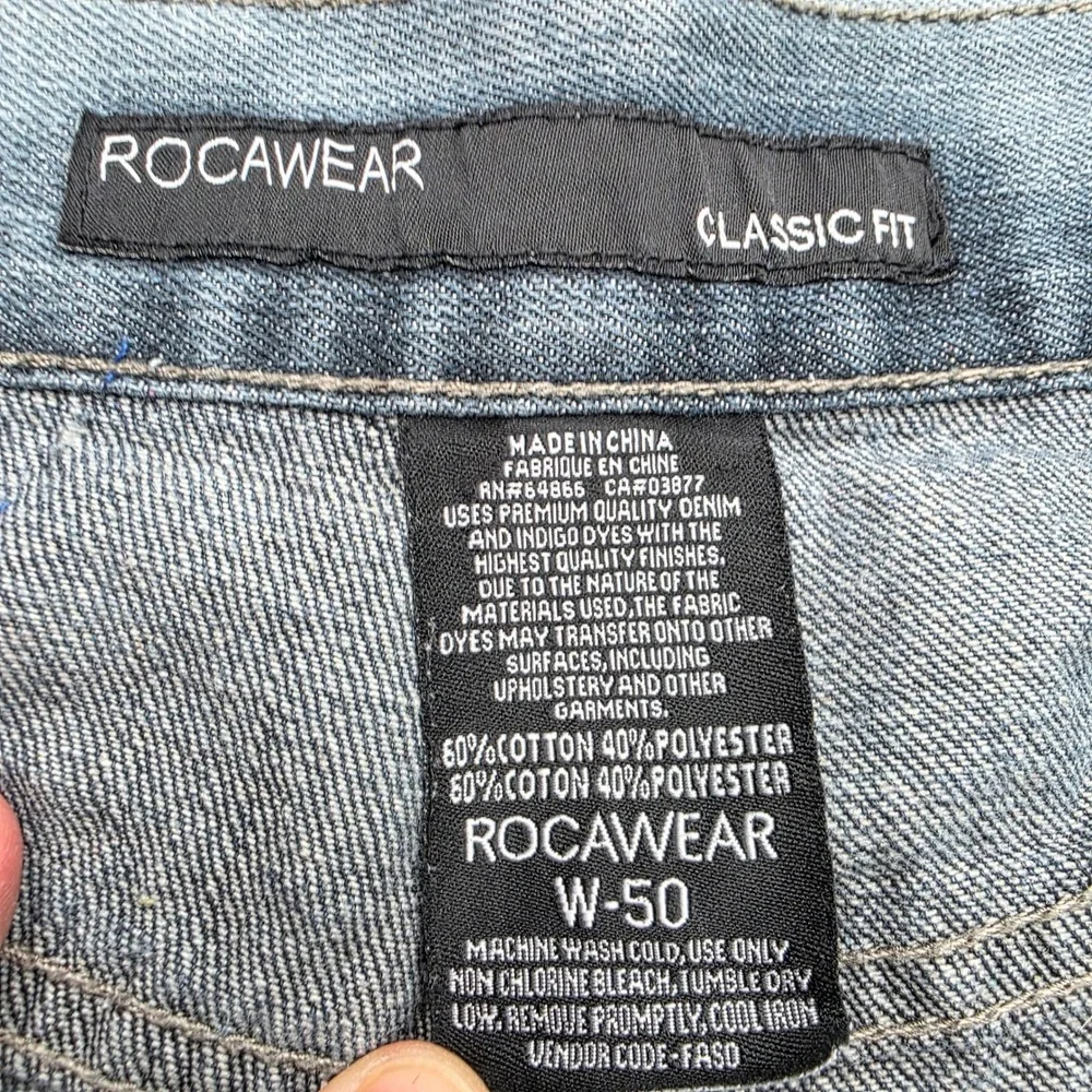 Rocawear Mens Size‎ 50 Classic Fit Denim Shorts Light Wash Distressed Jorts Y2K